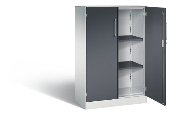 C+P Flügeltürenschrank Asisto, H1310xB800xT435mm, Farbe: Lichtgrau / Schwarzgrau, Bügelgriff, 3 OH, 141033-000 S10176