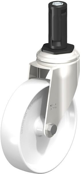 Blickle LKRXA-PO 126G-11-EXR13 Edelstahl-Apparate-Lenkrolle mit Expander, Polyamid, Weiß, 853567