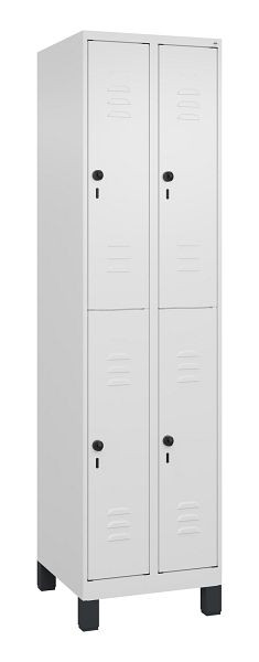 C+P Doppelstöckiger Spind Classic PLUS, Füße, 2 Abteile, 1950x500x500mm, 9016/9016, 080310-29 S10014
