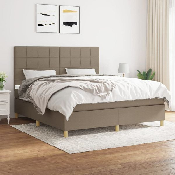 vidaXL Boxspringbett mit Matratze Taupe 160x200 cm Stoff, 3142349