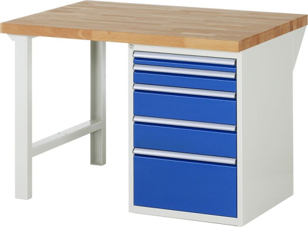 RAU Werkbank Serie 7000 - Baukasten-Bauweise, 5 x Schublade, 1250x840x900 mm, 03-7511A1-129B4S.11