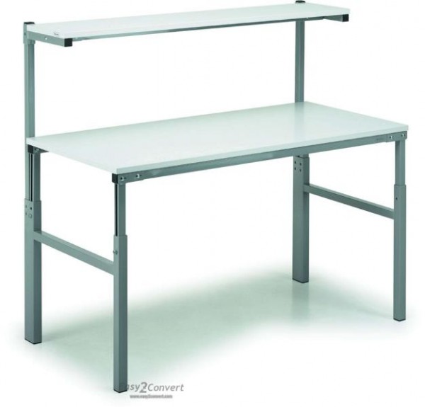 Treston Arbeitstisch mit Etagenbord 900x1800mm, grau in ESD-Ausführung TPH-918ESD