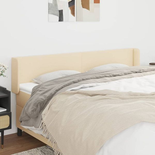 vidaXL Kopfteil mit Ohren Creme 163x16x78/88 cm Stoff, 3118499