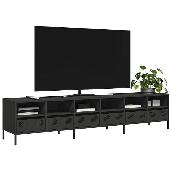 vidaXL TV-Schrank Schwarz 202x39x43,5 cm Kaltgewalzter Stahl, 3307155