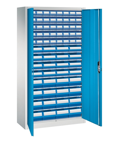 C+P Magazinschrank Serie 13, H1980xB1000xT420mm, 7035/5012, Einlegeböden 12, 133144-28 S10115
