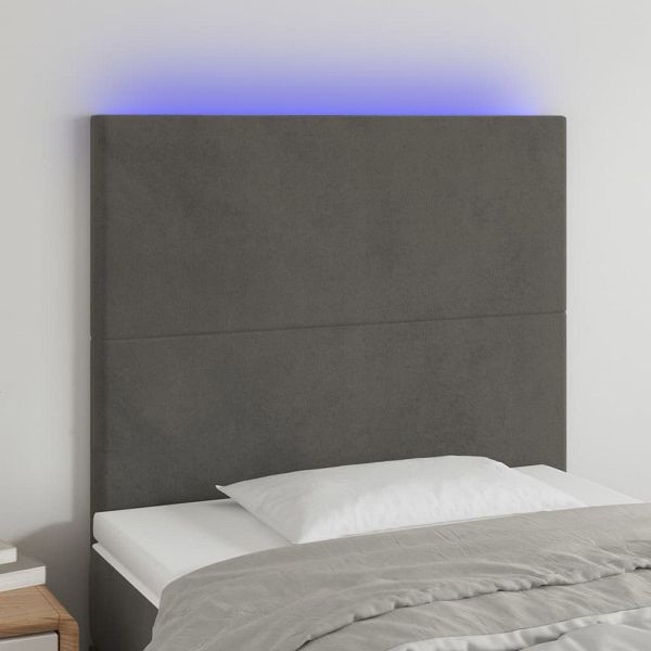 vidaXL LED Kopfteil Dunkelgrau 100x5x118/128 cm Samt, 3122187