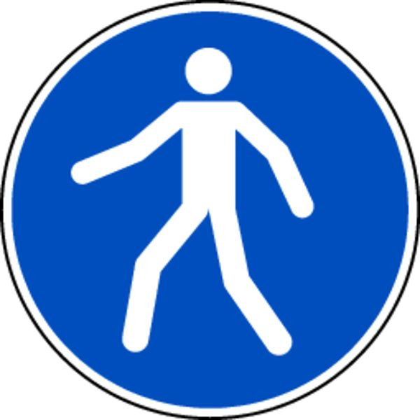 Schilder Klar Gebotszeichen Fußgängerweg benutzen DIN EN ISO 7010-M024, 100 mm Folie selbstklebend, 1424/61