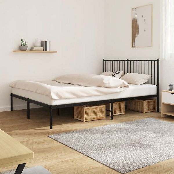 vidaXL Bettgestell mit Kopfteil Metall Schwarz 160x200 cm, 350867