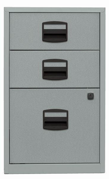 Bisley Beistellschrank PFA, 2 Universalschubladen, 1 HR-Schublade, silber, PFA3355