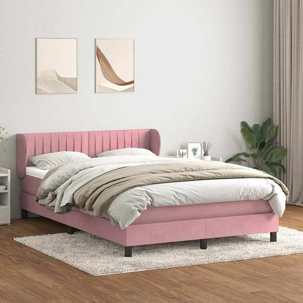 vidaXL Boxspringbett mit Matratze Rosa 160x220 cm Samt, 3317744