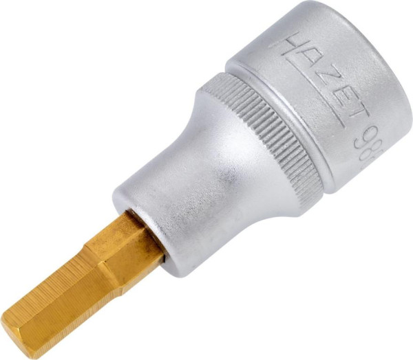 Hazet Schraubendreher-Steckschlüsseleinsatz, Vierkant hohl 12,5 mm, Innen-Sechskant Profil, 7 mm, Kurze Ausführung Mit Rändelung, 986-7