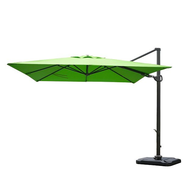 Mendler Gastronomie-Ampelschirm HWC-A39, 3x3m (Ø4,24m) schwenkbar drehbar, Polyester/Alu 31kg, grün mit Ständer, 59351+59358