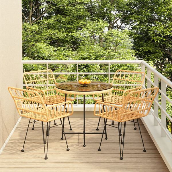 vidaXL 5-teilig Garten-Essgruppe Poly Rattan, 3157841, 8720845818265