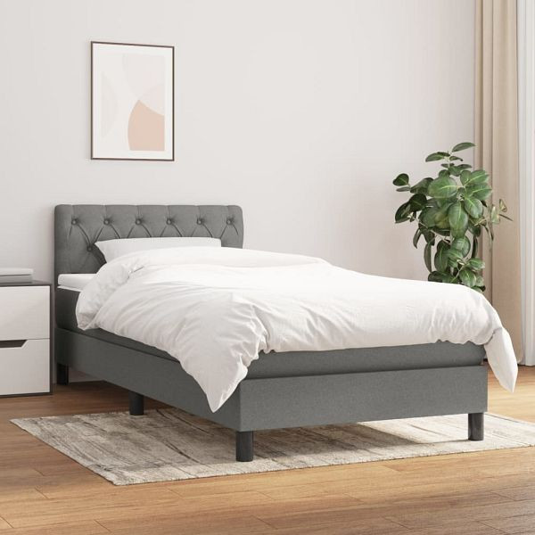vidaXL Boxspringbett mit Matratze Dunkelgrau 80x200 cm Stoff, 3140250