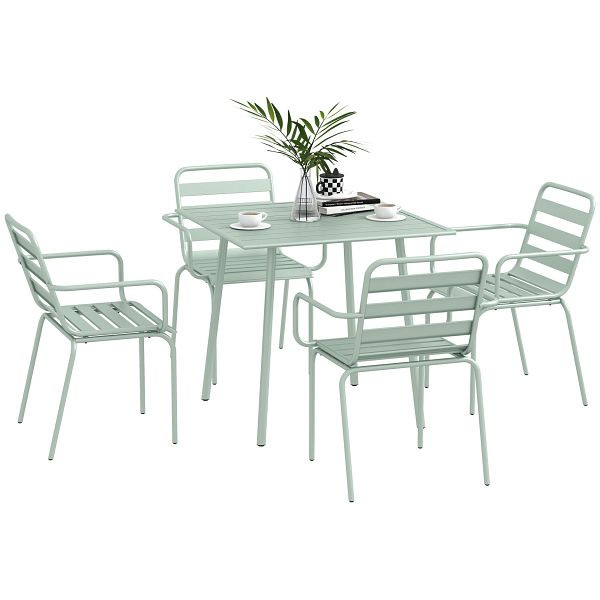 Outsunny 5-teilige Gartensitzgruppe Outdoor Sitzgruppe Gartenmöbel-Set, wetterbeständig, modernes Design, 80 x 80 x 74 cm, Grün, 84G-401V00GN