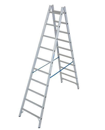Krause Sprossen Doppelleiter, Aluminium, 2 x 10 Sprossen, 257476