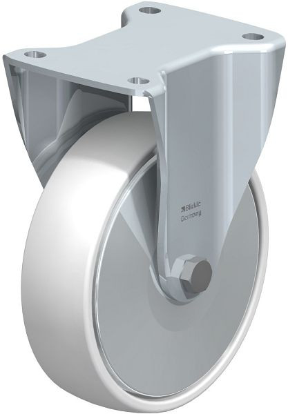 Blickle BH-PO 175G-FA Stahlblech-Bockrolle, Schwerlast-Ausführung, mit Anschraubplatte, Polyamid, Weiß, 749142