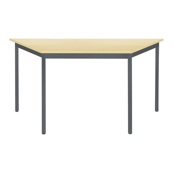 Bisley Mehrzwecktisch, Trapezförmig, Breite 1400 mm, Tiefe 700 mm, 25mm Tischstärke, 334 anthrazitgrau x MP ahorn, MTC25T1407MP334