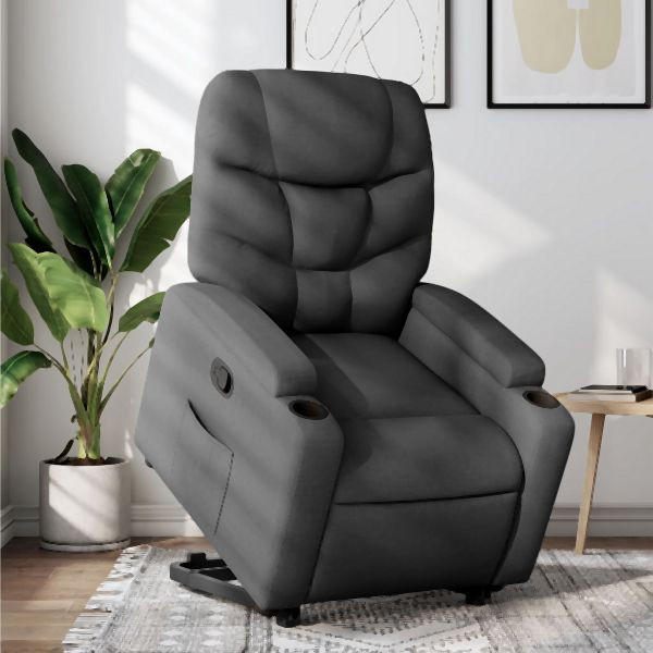 vidaXL Relaxsessel mit Aufstehhilfe Dunkelgrau Stoff, 3204597