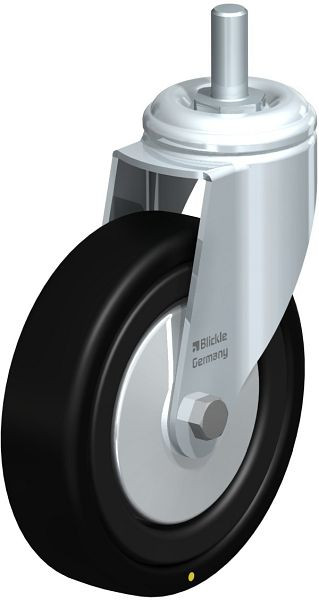 Blickle LKRA-VPA 126K-EL-FA-GS12 Apparate-Lenkrolle mit Gewindestift, Vollgummi, Schwarz, 339259