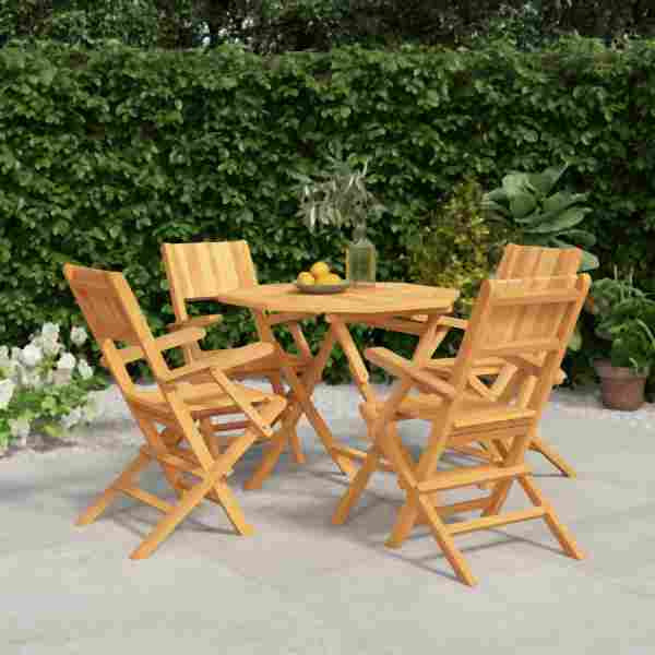 vidaXL 5-tlg. Garten-Essgruppe Massivholz Teak, 3155030