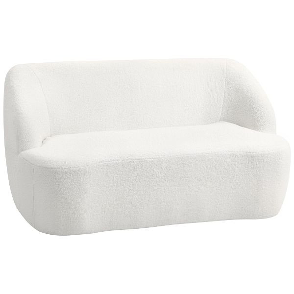 HOMCOM 2-Sitzer-Sofa, geschwungenes Design, Polstersofa mit Fleece-Bezug, für Wohnzimmer, Schlafzimmer, Homeoffice, Cremeweiß, 83B-436V00CW