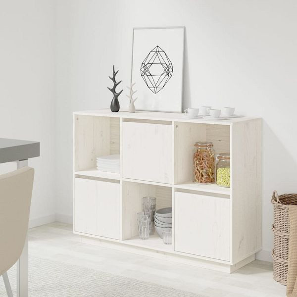 vidaXL Sideboard Weiß 110,5x35x80 cm Massivholz Kiefer, 814355