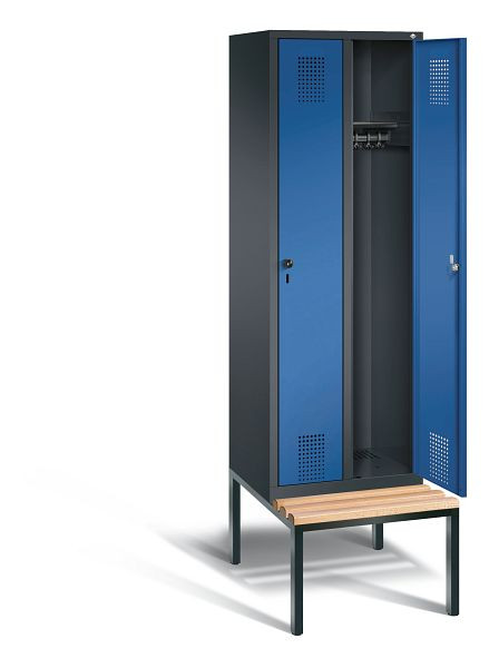 C+P Garderobenschrank Evolo, H2090xB610xT815mm, Farbe: Schwarzgrau / Enzianblau, 48050-20 S10146
