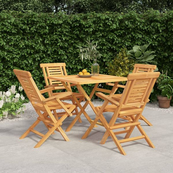 vidaXL 5-teilig Garten-Essgruppe Massivholz Teak, 3155035