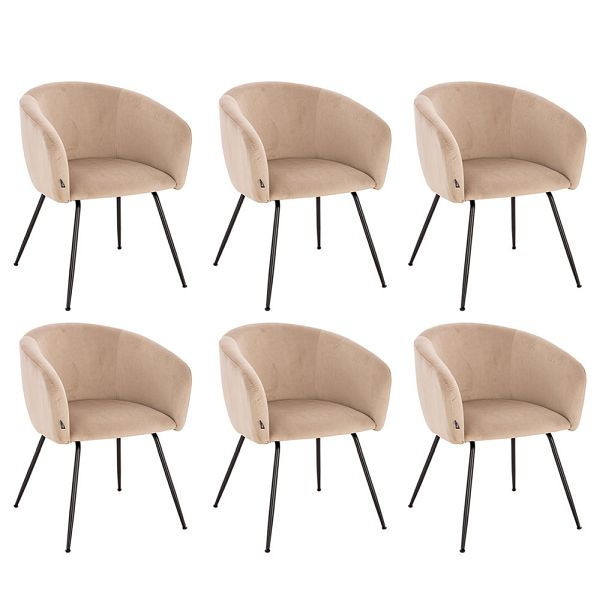 HOME DELUXE Esszimmerstuhl ARIA Samt Beige - Stückzahl: 6, 55970