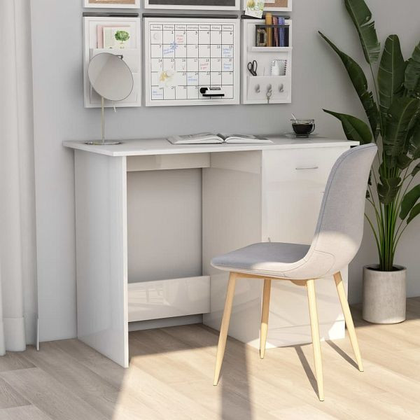 vidaXL Schreibtisch Hochglanz-Weiß 100x50x76 cm Holzwerkstoff, 801086