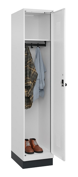 C+P Spind Evolo PLUS, mit Sockel, 1 Abteil, 1950x400x500mm, 9016/9016, Verschluss Drehriegel, Ablageböden 1, 049020-12 S10020