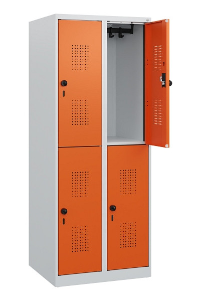 C+P Doppelstöckiger Spind Evolo PLUS, 4 Fächer, 1530x600x500mm, 7035/2004, Drehriegel, 0493005-20 S10002