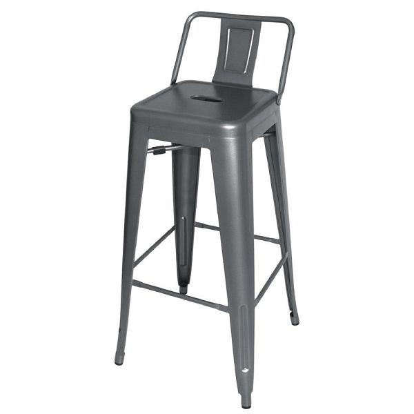 Bolero Bistro Stahlhocker mit Rückenlehne Gun Metal Grey (4 Stück), DM935