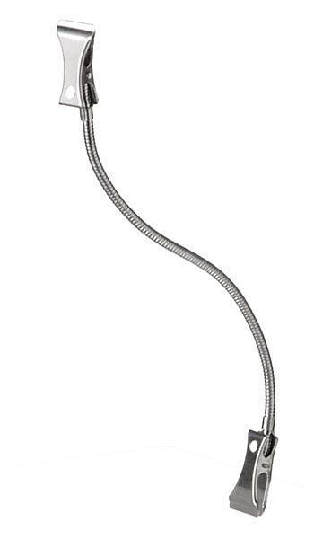 APS Schilderhalter -FLEXIBEL-, Länge: 12 cm, Metall verchromt, mit 2 Klemmen, 71470