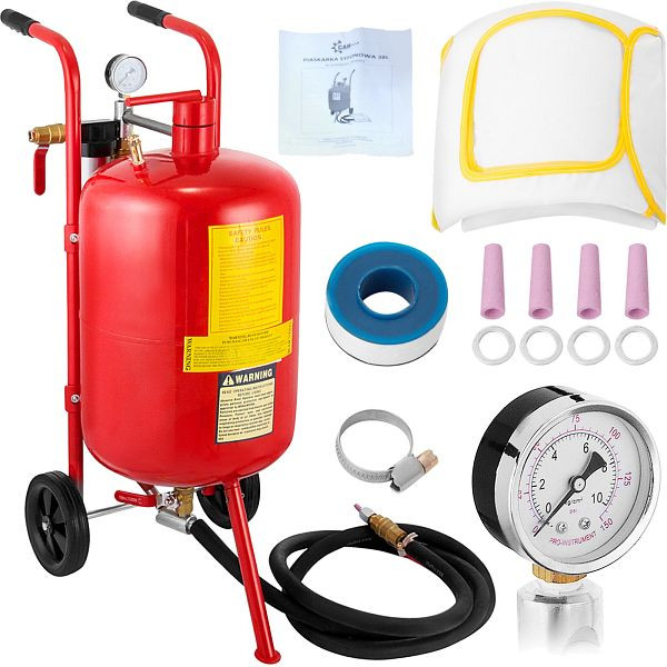 VEVOR Sandstrahlen, 40 L Sandstrahlmaschine, 60-125 PSI Mobiler mit Zubehör, 2,4 mm, 2,7 mm, 3,2 mm, 40LPSJ00000000001V0
