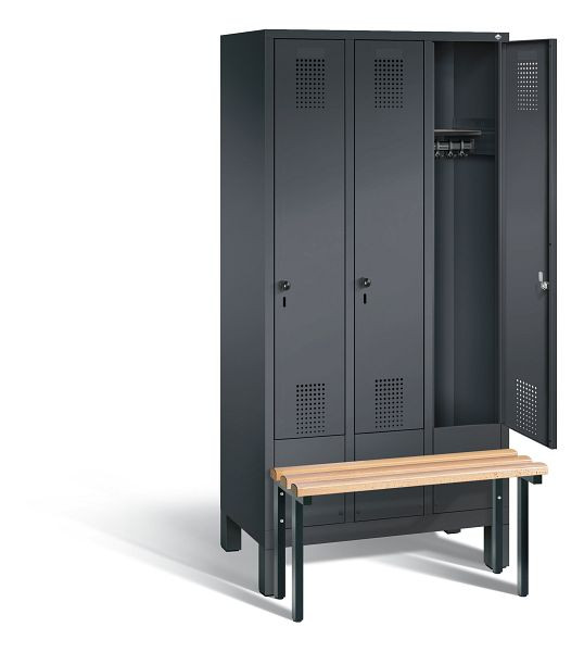 C+P Garderobenschrank Evolo, H1850xB900xT815mm, Farbe: Schwarzgrau, 48030-30 S10099