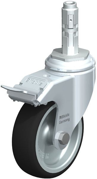 Blickle LKRA-PATH 101G-11-FI-E12 Apparate-Lenkrolle mit Rückenloch & Feststeller, Thermoplastisches Polyurethan, Grau, 848759