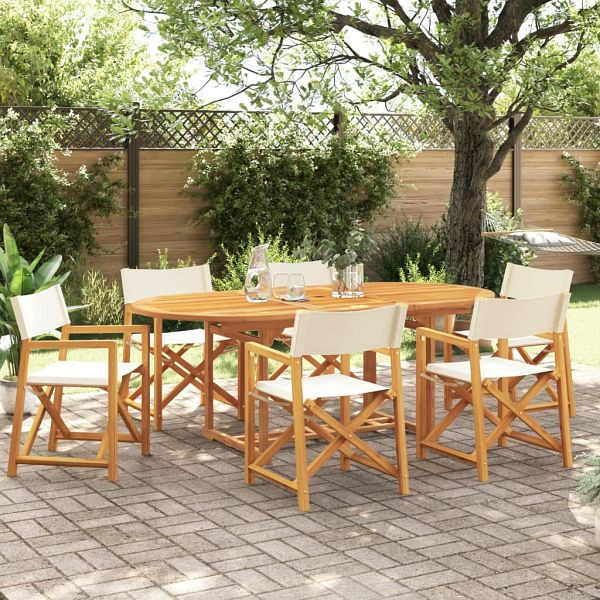 vidaXL Klappbare Gartenstühle 6 Stück Cremeweiß Stoff, 3208917
