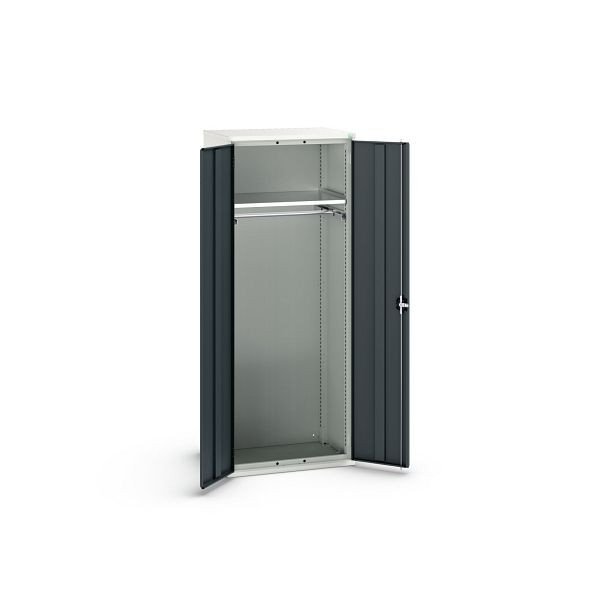 bott verso Flügeltürschrank, mit 1 Fachboden und 1 Kleiderstange, BxTxH: 800 x 550 x 2000 mm, Lichtgrau / Anthrazitgrau, 16926459.19
