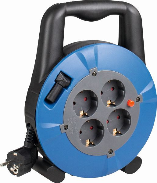 as-Schwabe Kabelbox schwarz/blau, 5m Kunststoffmantelleitung, H05VV-F 3G1,5 mit Schutzkontaktstecker, 16081