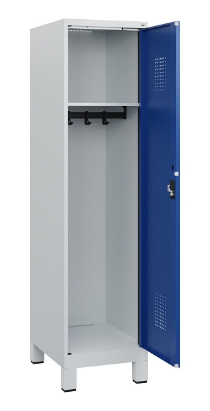 C+P Spind Evolo PLUS, Füße, 1 Abteil, 1630x400x500mm, 7035/5010, Zylinderschloss, 0490105-12 S10029
