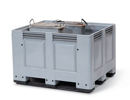 DENIOS Sammelbehälter PB 10 für Altbatterien, 670 Liter Volumen, grau, 117888