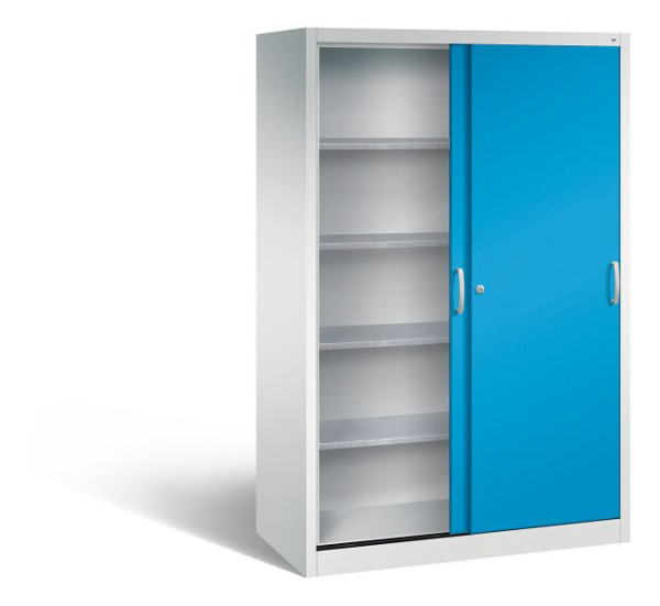 C+P Schiebetürenschrank Acurado, H1950xB1200xT600mm, Farbe: Lichtgrau / Lichtblau, Bügelgriff, 2069-00 S10077