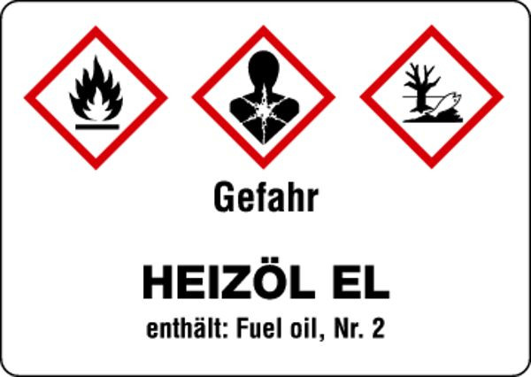 Schilder Klar Gefahrengutkennzeichnung GHS-Gefahrstoffetiketten: Heizöl EL (Kurzform), 148x105 mm Folie selbstklebend, 562/35