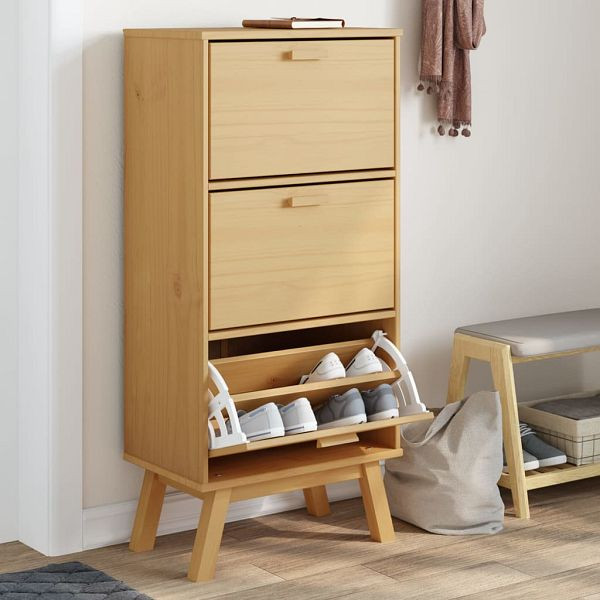 vidaXL Schuhschrank OLDEN Braun 55x35x120 cm Massivholz Kiefer, 358618