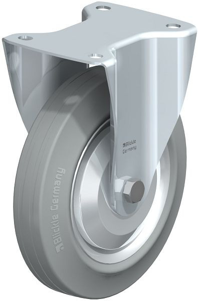 Blickle B-V 202R-SG-FA Stahlblech-Bockrolle, mittelschwere Ausführung, mit Anschraubplatte, Vollgummi, Grau, 58016