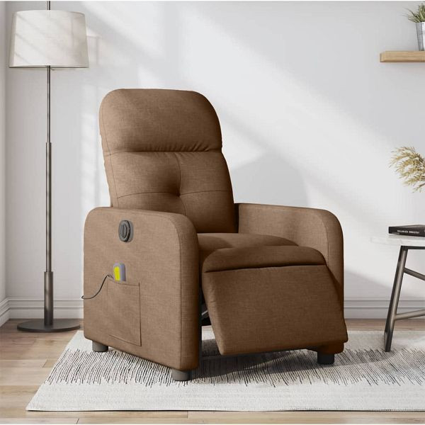 vidaXL Massagesessel Elektrisch Braun Stoff, Füllmaterial: Schaumstoff, PP-Faser, 3206790