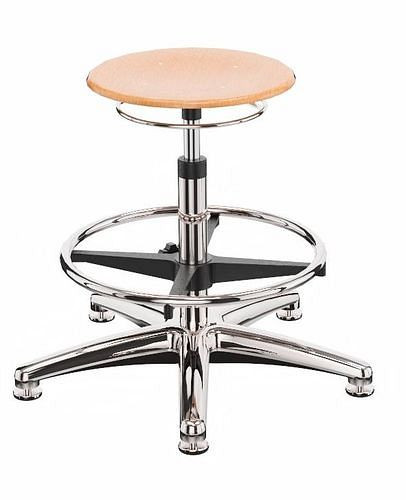 Dauphin Arbeitshocker Buche, Aluminium-Fußkreuz, Bodengleiter, Fußring, 266952
