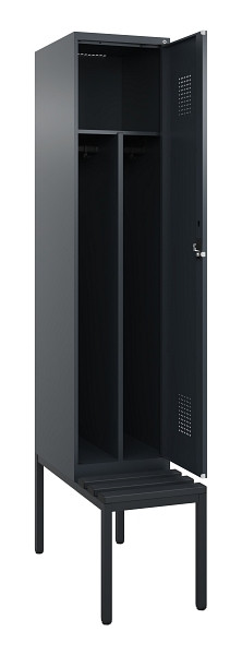 C+P Spind Evolo PLUS, 1 Abteile, 2120x400x815mm, 7016/7016, Haken 4, Zylinderschloss, Sitzfläche Kunststoff, Sitzbank, Trennwand, 0490507-12F S10097